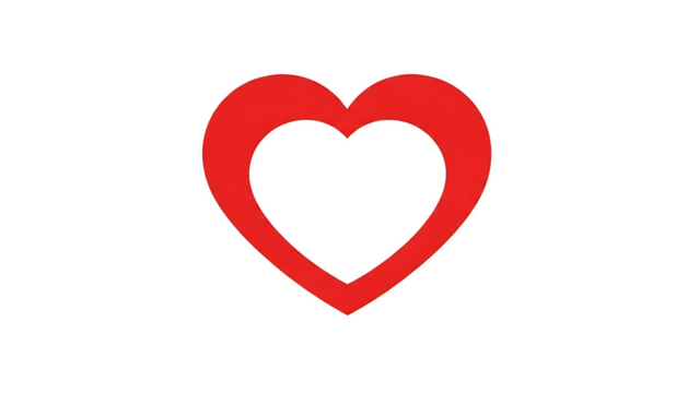 Red heart outline on black isolated on a transparent background - Powered by Adobe
