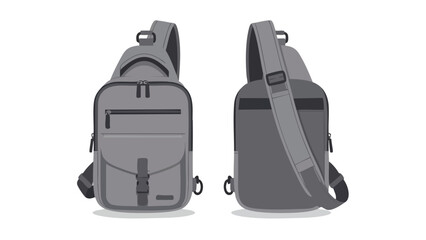 Stylish and Functional Grey Sling Bag Illustration: Front and Back View for Travel and Everyday Use