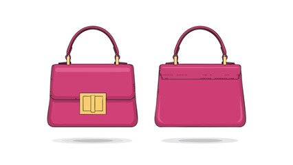 Elegant pink handbag illustration showcasing front and back views on a clean background, a fashion essential for designers and style enthusiasts