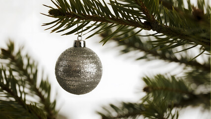 Silver Christmas Ornament, Festive Decoration, Holiday Tree, Sparkling Bauble, Seasonal Decor