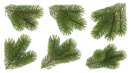 Green Fir Garland Decoration Isolated on White Background.  made with generative Ai
