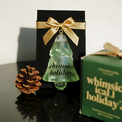 Festive Green Glass Bell Ornament, Whimsical Holiday Decor, Elegant Gift Packaging