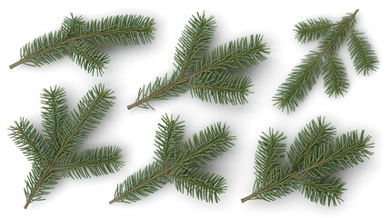 Green Fir Garland Decoration Isolated on White Background.  made with generative Ai
