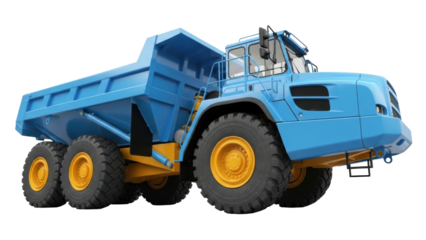 Isolated articulated dump truck transporter, heavy industrial carrier vehicle on plain studio view