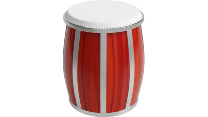 Isolated conga drum stool. Percussion instrument, seat with white cushion for musical art
