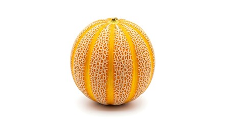 Whole Ripe Cantaloupe Melon on White Background