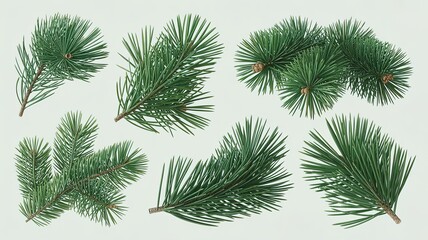Green Fir Garland Decoration Isolated on White Background.  made with generative Ai
