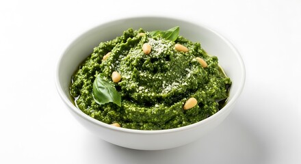 Fresh Green Pesto Sauce with Pine Nuts and Basil