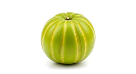 Fresh Green Ribbed Melon on White Background
