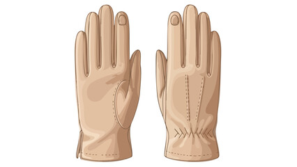Obraz premium Elegant beige gloves, a blend of classic style and artisanal craftsmanship against a stark white background