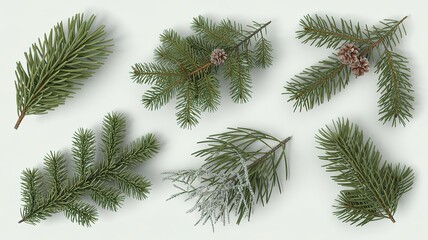 Green Fir Garland Decoration Isolated on White Background.  made with generative Ai
