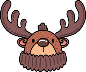 Winter Reindeer Head Hat Cartoon