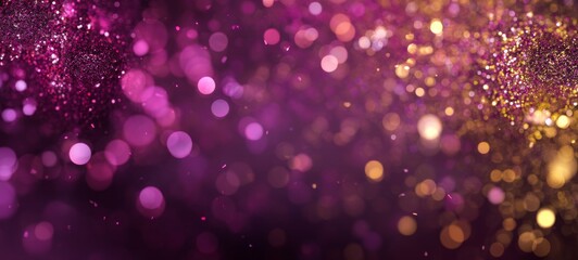 Colorful stage light bokeh in magenta, purple, and gold, energetic nightclub New Year party vibe, premium glossy highlights, festive celebration, dynamic party atmosphere