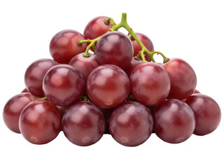 Isolated bunch of red grapes with stems, a fruit cluster perfect for healthy eating concepts