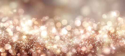 Champagne bubble-like bokeh lights, sparkling festive tone, elegant premium celebration style, soft shimmering highlights, luxurious party atmosphere, glamorous abstract background