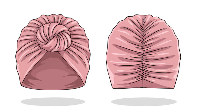 Elegant Rose Turban: A stylish headwear featuring a graceful knot design and refined pleating details showcased from different angles