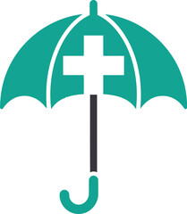 Vector icon of medical health insurance protection umbrella icon