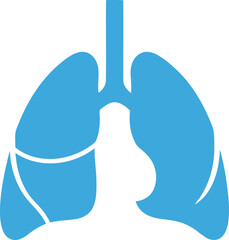 Vector icon of blue lungs icon, respiratory system organ symbol