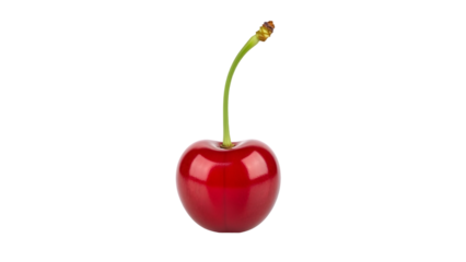 Single fresh cherry fruit isolated on transparent background