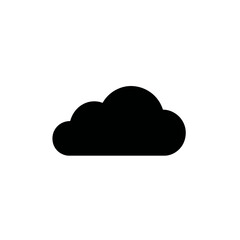 Black cloud silhouette icon on white background, simple minimalist weather symbol or cloud computing concept graphic