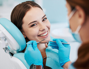 Happy Woman Smiling During Routine Dental Checkup