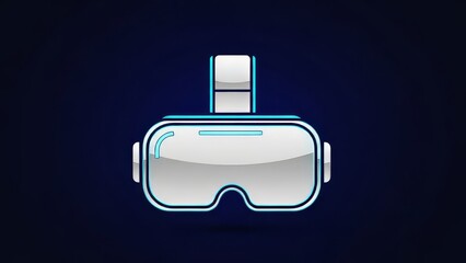 VR Goggles on gradient blue background. Digital illustration of a VR headset in a studio. Digital illustration in a studio.