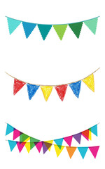 Obraz premium Vibrant collection of colorful celebration bunting banners perfect for festive party decorations and joyful event backdrops