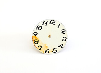 numbers on vintage wrist watch, time concept