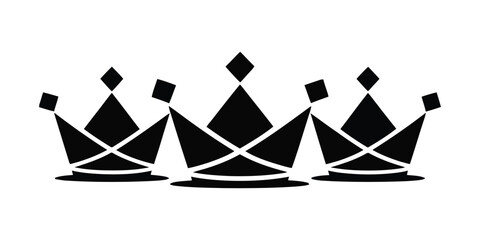 A royal symbol of three black crowns on a white background, representing power, authority, and leadership, perfect for regal themes and prestigious emblems