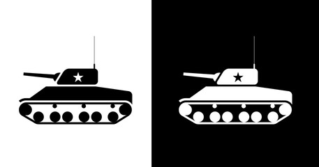 black and white illustration of tank icon