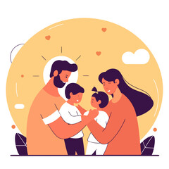 Warm Family Hug and Love Illustration