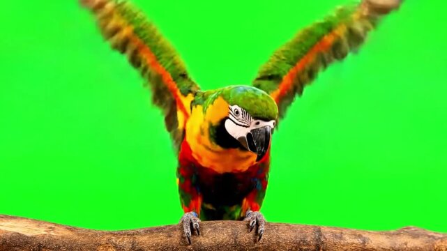 A colourful parrot flapping its wings