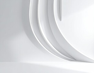 Minimalist white curves and wall with light