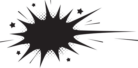Fototapeta premium Comic Explosion Icon in Line Style. A stylized burst graphic with stars and dynamic lines
