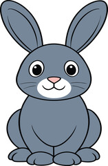 Cute gray cartoon bunny with long ears and pink nose rabbit animal vector illustration EPS file download.
