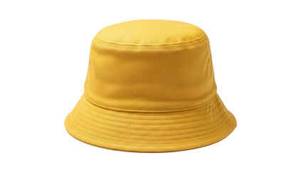 Yellow bucket hat isolated PNG, stylish sun hat for summer fashion and outdoor activities, on transparent background
