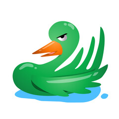 Cute Green Duck Vector Illustration