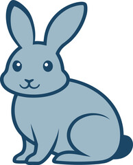 Cute blue rabbit sitting with dark blue outline bunny animal vector illustration EPS file download.
