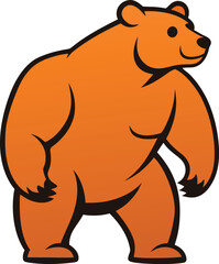 Orange bear silhouette walking mid step with black outline vector.