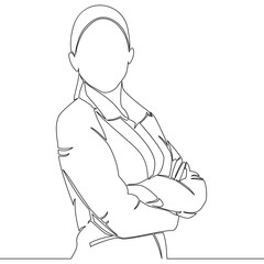 Continuous one single line drawing Confident businesswoman in formal suit icon vector illustration concept