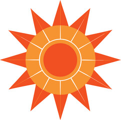 Geometric sunburst with sharp orange and yellow rays solar vector illustration EPS file download.

