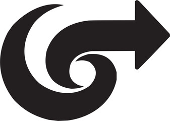 Abstract Swirl Icon in Line Style. A stylized black-and-white swirl design representing motion and creativity