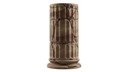 Ancient weathered stone column isolated PNG, classical architecture element on transparent background, historical ruin for game asset or design