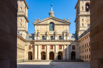 El Escorial palace courtyard outside Madrid, Spain