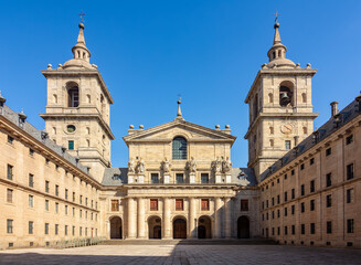 El Escorial palace courtyard outside Madrid, Spain