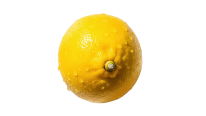 Fresh yellow lemon with water droplets isolated PNG, citrus fruit for lemonade and healthy eating on transparent background