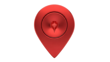 Red map pointer isolated PNG on transparent background, location pin icon for navigation and travel concepts