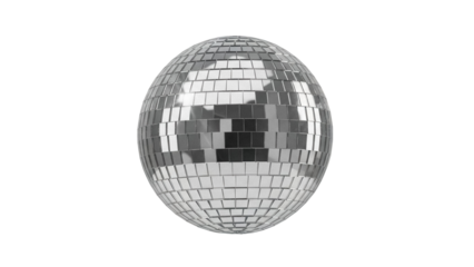 Shiny disco ball PNG isolated on transparent background, mirror ball for party, dance, and entertainment events, retro and festive decoration