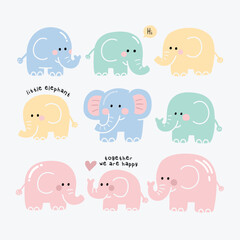 Charming Pastel Elephants and Hearts Background