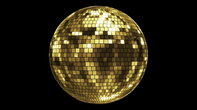 Golden and Rainbow Disco Ball Rotating Seamless Loop Background VJ Motion Graphic with Light Ray and Party Atmosphere